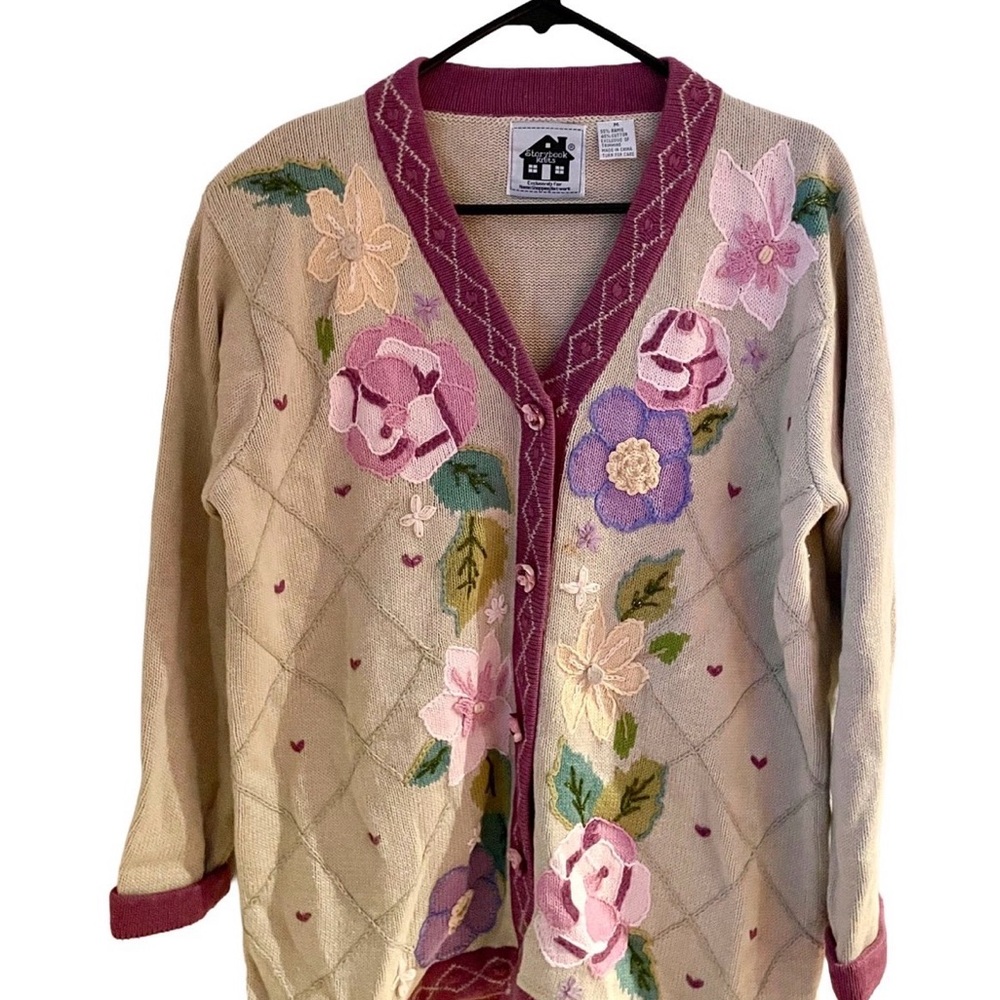 Y2K Storybook Knit floral embroidered cardigan